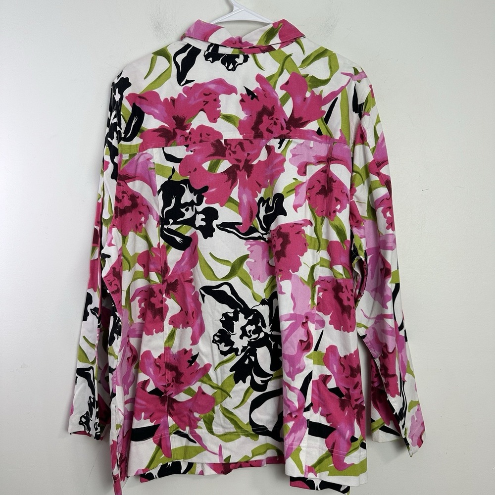 LIZ & ME Floral Lightweight Jacket Womens 2X Beaded Embroidered Tropical‎ New - Picture 10 of 10